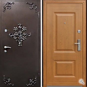 Стальная дверь с порошковым окрасом и ковкой с МДФ внутри - купить от производителя Мосдвери Стальная дверь с порошковым окрасом и ковкой с МДФ внутри